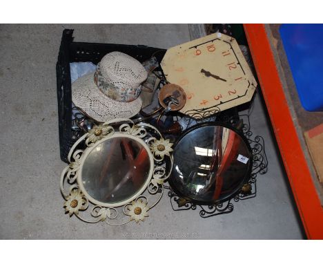 Box of light fittings, mirrors, Quartz, clock etc.