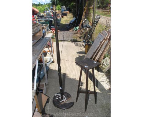 A Wooden Standard Lamp and Plant Stand.