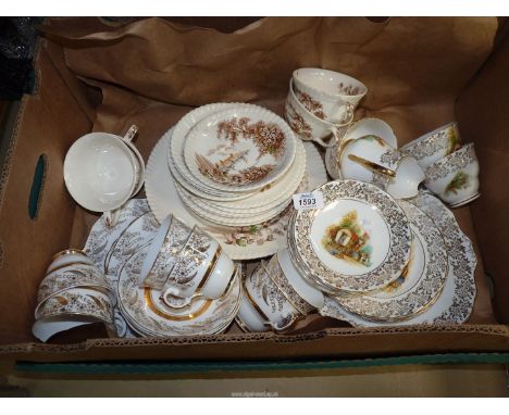 A quantity of china;  Pall Mall china including cake plate, five side plates and six cups and saucers, Ashley china including