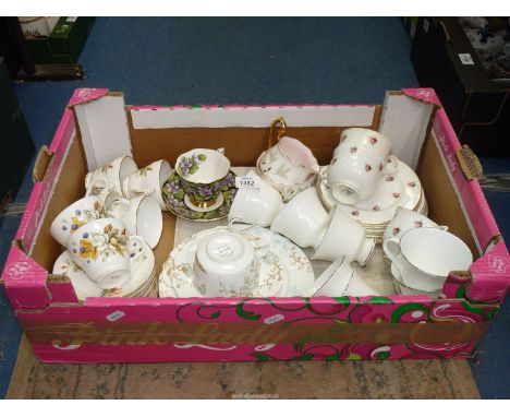 A quantity of part teasets, cups and saucers, etc., to include Duchess, Wedgwood, Spode trio, etc.