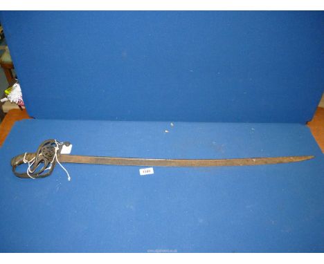 A British 1822 pattern pipe backed sword for an Infantry officer, 36'' long.****ALL WEAPONS MUST BE COLLECTED IN PERSON - NO 