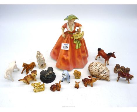 A Royal Worcester 'Spring Morn' figure modelled by F.G. Doughty, together with a quantity of animal figurines, etc.