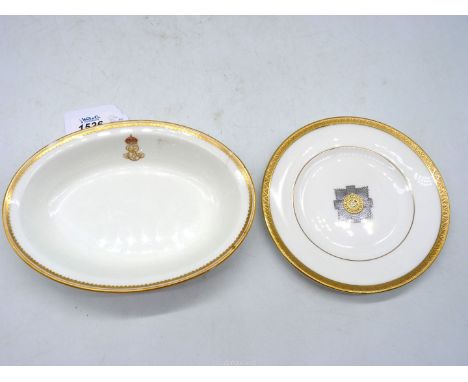 A Royal Worcester trial or specimen plate for the Guards Service made for Princes Elizabeth's wedding, from the Pattern Room 
