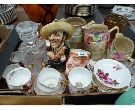 A quantity of china to include; two Lancaster Sandland figures, Masons 'Vista' cup & saucer, Masons coffee cup, three Art Dec