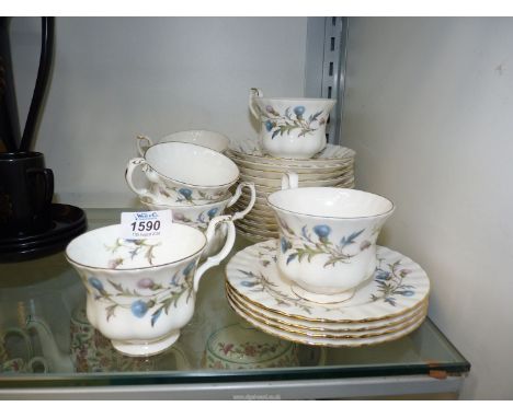A quantity of Royal Albert 'Brigadoon' china including seven cups, thirteen saucers and four tea plates.
