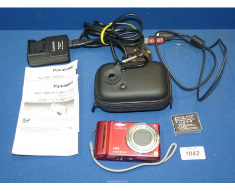 A Panasonic Lumix digital camera, with batteries and case.