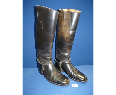 A pair of Marlborough black leather Hunting boots and spurs, size 7D.