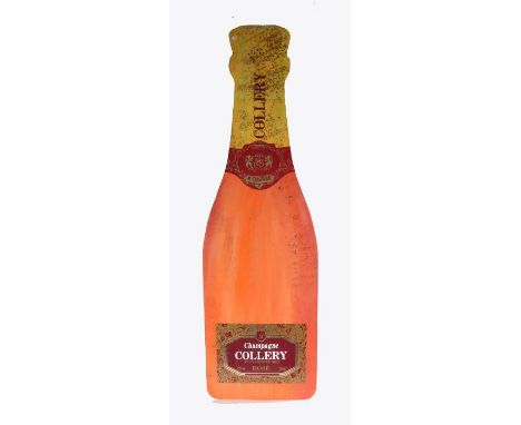 Champagne Collery, a large advertising painted panel, in the form of a bottle of champagne, 150cm high