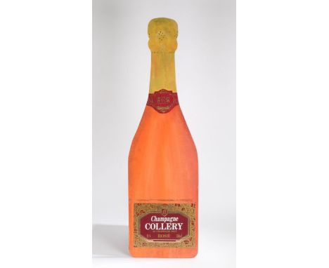 Champagne Collery, an advertising painted panel in the form of a bottle of champagne, 116cm high