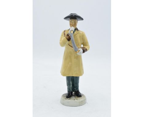 A pottery figure of The Ripon Hornblower by R. Underwood. 19cm tall. In good condition with no obvious damage or restoration.