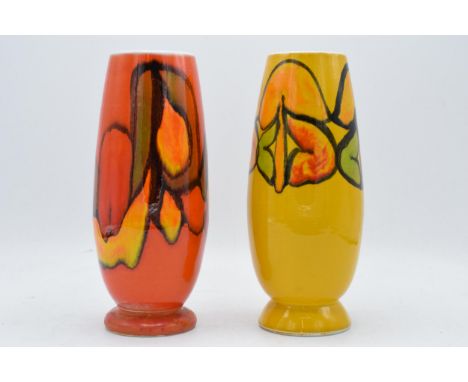 A near pair of Poole Pottery vases from the Delphis collection (2). 22cm tall. In good condition with no obvious damage or re
