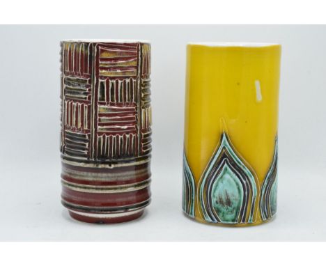A pair of Poole Pottery vases in the Delphis pattern (or similar) (2). 23cm tall. In good condition with no obvious damage or