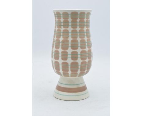 Poole Pottery Freeform footed vase in the 'PQB' pattern, shape 703, H 19.5cm. In good condition with no obvious damage or res