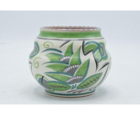 A Poole Pottery vase in the GPA pattern, shape 208. 8.5cm tall. In good condition with no obvious damage though the piece has