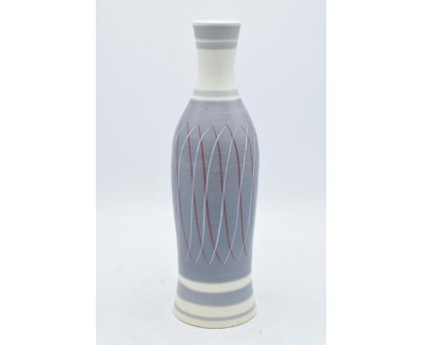 Poole Pottery Freeform bottle vase in the 'PRP' pattern, shape 633, H 27cm. In good condition with no obvious damage though t