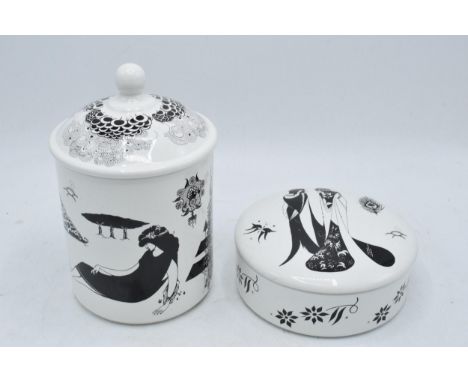 Poole Pottery items from the Beardsley Collection to include a jar and cover together with a trinket dish (2). In good condit