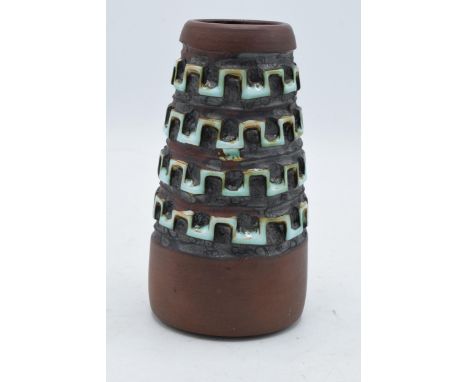 Poole Pottery Atlantis vase with impressed marks 'A20|3' and artist's monogram. 14cm tall. In good condition with no obvious 