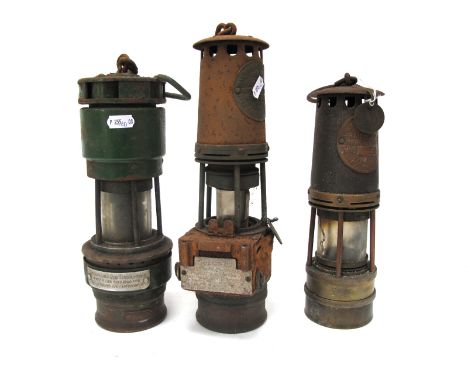 An Ackroyd &amp; Best Ltd Hailwood Improved Miners Lamp Type 0.1.8, with numbered counter, 34cm high including suspension hoo