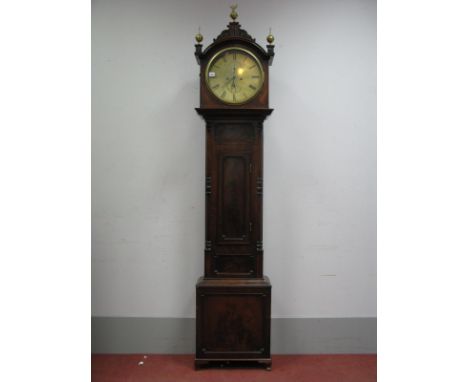 An Early XIX Century Mahogany Eight-Day Drum Head Longcase Clock by William Young, Dundee, the arched hood with brass finials