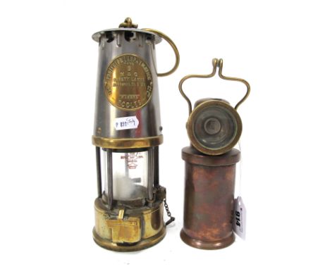 The Protector Lamp &amp; Lighting Co. Ltd. Type 6 M AND O Brass Safety Miners Lamp, 32cm high including suspension hook; A Ce