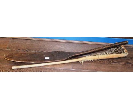 VINTAGE OAR AND LACROSS NET