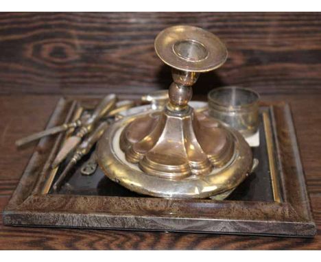 SMALL COLLECTION OF SILVER ITEMS 
including dwarf candlestick