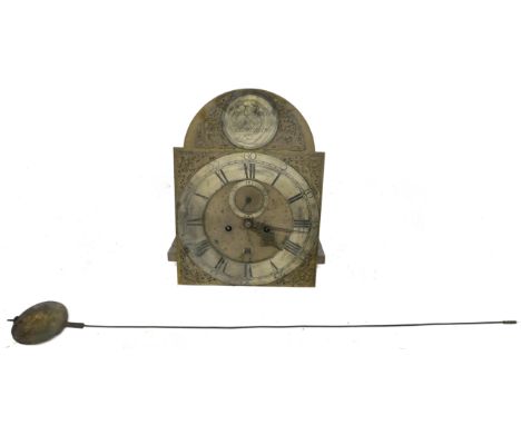 A GEORGIAN BRASS LONGCASE CLOCK FACE inscribed to Geo Monro, Edinburgh, with seconds dial and date chapter, 42.5cm high Condi