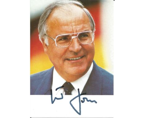 Helmut Kohl signed 6 x 4 b/w portrait photo, former German Chancellor.  Good Condition. All autographs are genuine hand signe