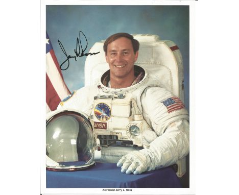 Jerry L Ross signed 10x8 colour NASA portrait photo.  retired United States Air Force officer and a former NASA astronaut. He