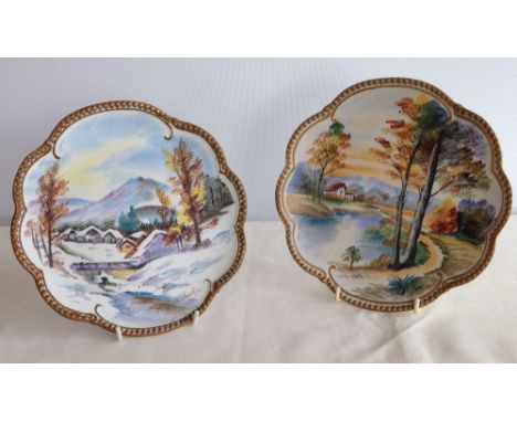 A pair of rare vintage Nippon 'Tapestry' signed plates.