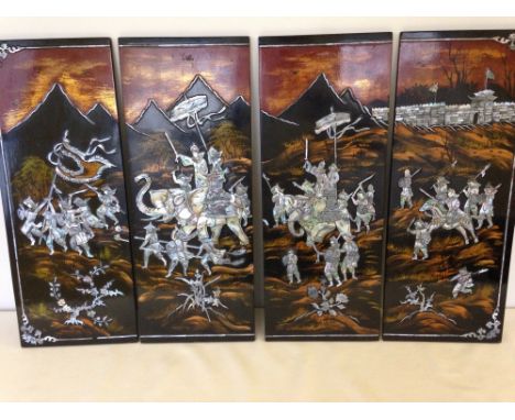 4 part panelled oriental design artwork with mother of pearl inlay.