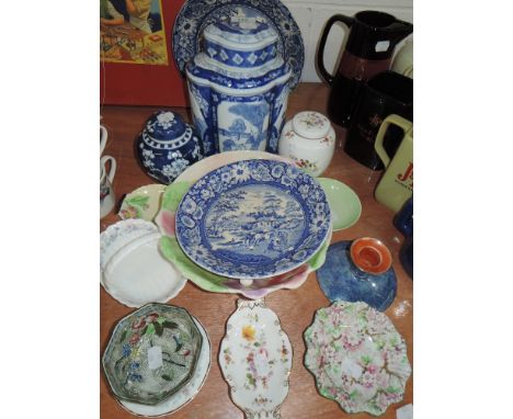 A selection of ceramics including Chinese ginger jar and similar caddy