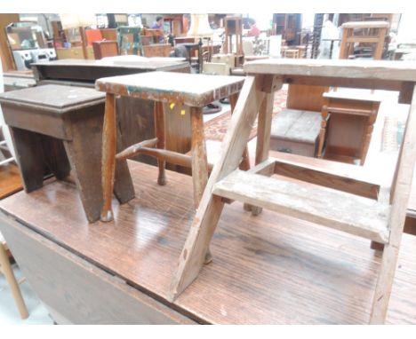 Three stools including step style