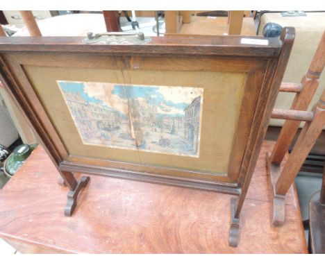 A late 19th/early 20th Century stained frame firescreen