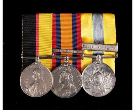 A group of three medals, awarded to 5785 Pte M Watkins 1/Gren Guards, comprising a Queen's Sudan medal, a (copy/replacement/u