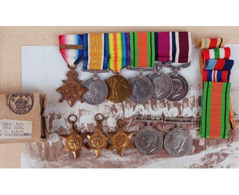 Father and Son medals: A group of six medals, awarded to 65932 Sjt Maj 1 A Zell RAF, comprising a 1914 Star trio with Mons ba