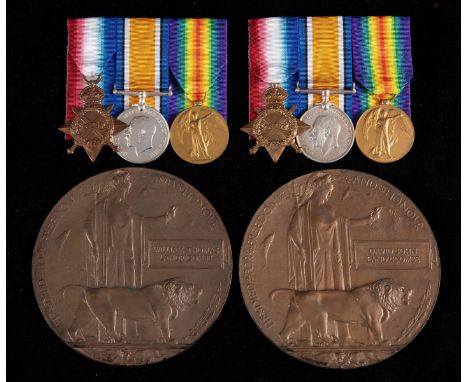 The Landricombe family casualty medals: A 1914-15 Star trio, awarded to K 18443 W Landricombe Sto 1 RN, with bronze death pla