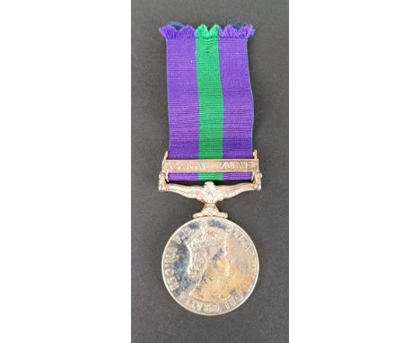 A General Service medal 1918-62, awarded to SAC G R Dubbins (3504201) RAF, with Canal Zone clasp, in box of issue Provenance: