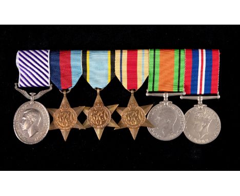 A group of six medals, awarded to 652758 F/Sgt J R Angus RAF, comprising a Distinguished Flying Medal (DFM), 1939-1945 Star, 