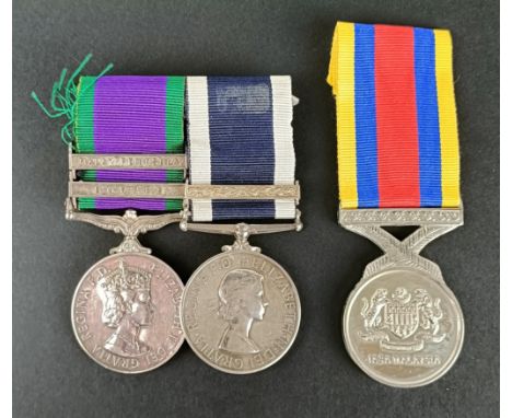 A pair of medals, awarded to KX 893327 S G R Brooks A/P O M (E) RN, comprising a General Service medal 1962-2007, with Borneo