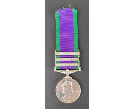 A General Service medal 1962-2007, awarded to 24044189 Gnr W Polson RHA, with South Arabia, Radfan and Northern Ireland clasp