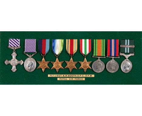 A group of nine medals, awarded to F/L K R Booth RAF, comprising a Distinguished Flying Cross (DFC), dated 1945, a Distinguis