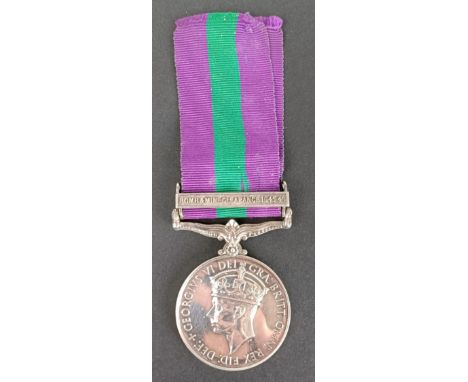 A General Service medal 1918-62, awarded to 11721019 Cpl A J Lowey RE, with a Bomb &amp; Mine Clearance 1945-49 clasp,&nbsp;w