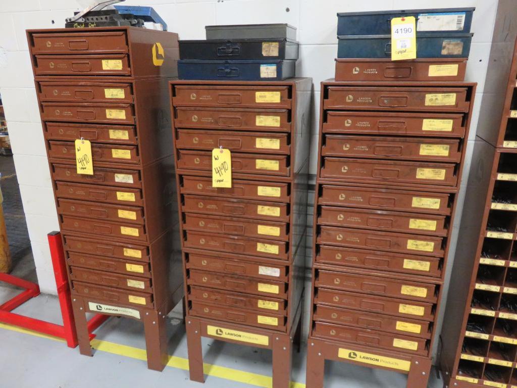 LOT (10) Lawson Products with Drawers, with Contents (Location I)
