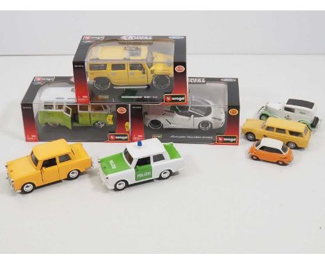 A group of mixed scale diecast including 3x boxed BBURAGO Street Tuners with a selection of unboxed cars - VG in G/VG boxes w