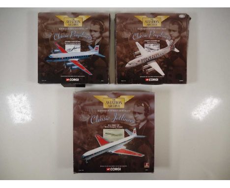 A group of CORGI Aviation Archive 1:144 scale diecast airplanes from the Classic Propliners and Classic Jetliners series - VG