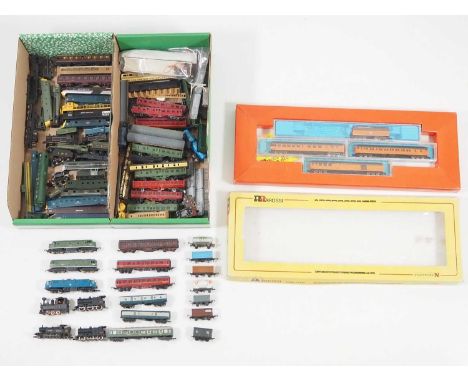 A large job lot of mixed N gauge rolling stock including spares or repair items through to good condition items by RIVAROSSI,