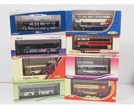 A group of 1:76 scale diecast buses by CREATIVE MASTER NORTHCORD, comprising provincial British operators and one Chinese exa