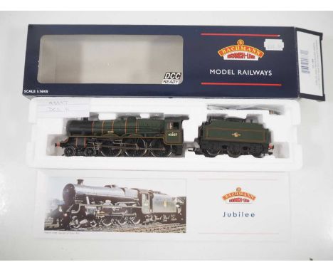 A BACHMANN OO gauge 31-186 Jubilee class steam locomotive in BR green 'Baroda', vendor advises DCC fitted - VG/E in VG box