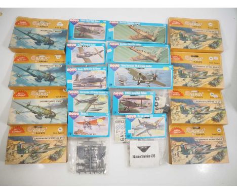 A large group of unbuilt 1:72 scale plastic aircraft kits by REMUS and NOVO - VG in G/VG packets (18)